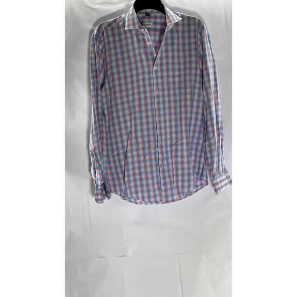MARCS Men's Blue-Red Plaid Button-Up Regular-Fit Long Sleeve Shirt SZ M - Picture 1 of 8